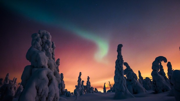 L'aurora boreale in Lapponia