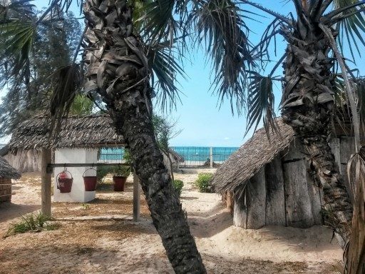 Dormire nelle capanne di legno sulla spiaggia si può al Kipepeo a sud di Dar